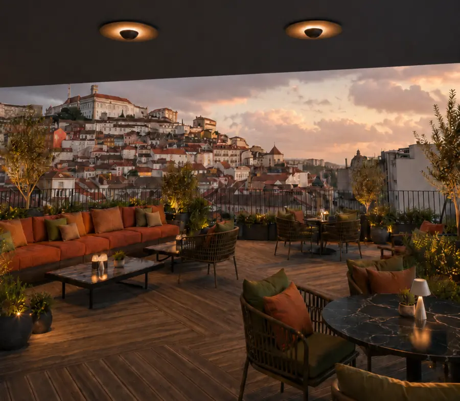 Concept visual of the rooftop overlooking Coimbra